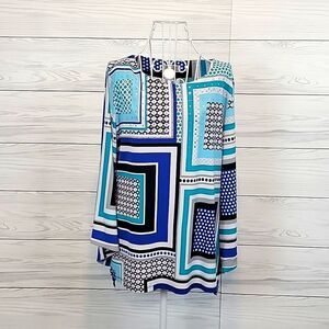 JM Collection tunic top silver stud embellishments- blue Women's Size M